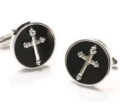ABC Fashion Mens Religious Silver Cufflinks With Cross