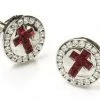 ABC Fashion Mens Religious Silver Cufflinks With Red Cross 1 ABC Fashion Mens Religious Silver Cufflinks With Red Cross