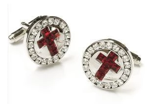 ABC Fashion Mens Religious Silver Cufflinks With Red Cross 3 ABC Fashion Mens Religious Silver Cufflinks With Red Cross
