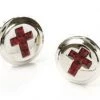ABC Fashion Mens Religious Silver Cufflinks With Red Cross 1 ABC Fashion Mens Religious Silver Cufflinks With Red Cross