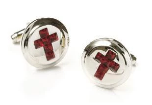 ABC Fashion Mens Religious Silver Cufflinks With Red Cross 3 ABC Fashion Mens Religious Silver Cufflinks With Red Cross