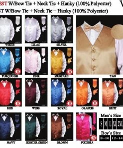 Daniel Ellissa Men's Satin Vest With Tie, Bow Tie, And Pocket Square