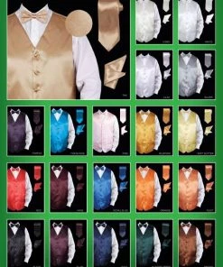 Daniel Ellissa Men's Satin Vest With Tie, Bow Tie, And Pocket Square