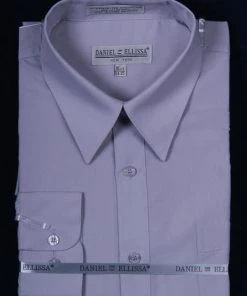 Daniel Ellissa Men's Silver Long Sleeve Dress Shirt