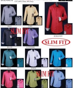 Daniel Ellissa Men's Slim Fit Dress Shirts With Patterned Cuffs