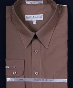 Daniel Ellissa Men's Taupe Long Sleeve Dress Shirt