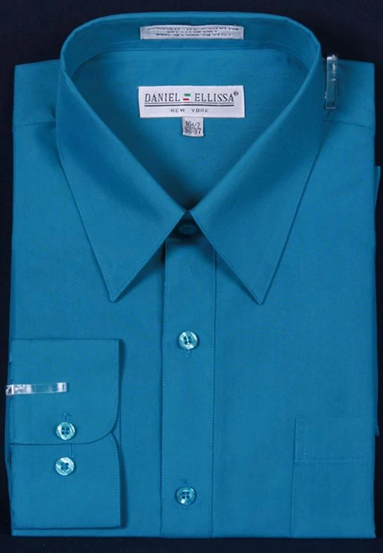 Daniel Ellissa Men's Teal Blue Long Sleeve Dress Shirt 3 Daniel Ellissa Men's Teal Blue Long Sleeve Dress Shirt
