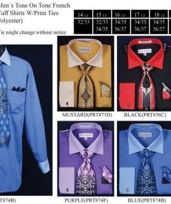 Daniel Ellissa Men's Tone On Tone French Cuff Dress Shirts