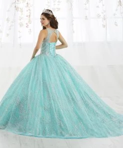 Metallic Beaded Sleeveless Quinceanera Dress By House Of Wu 26915