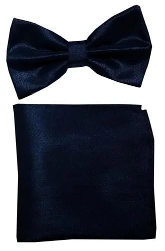 Vesuvio Napoli Men Metallic Black Bow Tie With Pocket Square (Pointed Tip) 3 Vesuvio Napoli Men Metallic Black Bow Tie With Pocket Square (Pointed Tip)