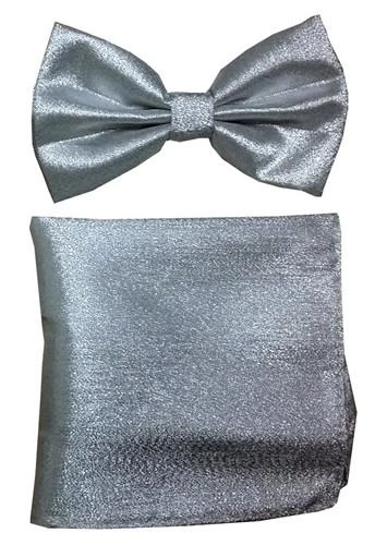 Vesuvio Napoli Men Metallic Black Bow Tie With Pocket Square (Pointed Tip) 6 Vesuvio Napoli Men Metallic Black Bow Tie With Pocket Square (Pointed Tip)