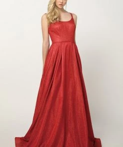 Prom Metallic Glitter A-line Gown By Juliet 206