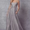 Prom Metallic Glitter A-line Gown By Juliet 206