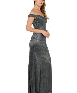 Metallic Glitter Long Off The Shoulder Dress By Poly USA 8482