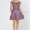 Metallic Glitter Short Off The Shoulder Dress By Poly USA 8356 Prom 2 Metallic Glitter Short Off The Shoulder Dress By Poly USA 8356 Prom