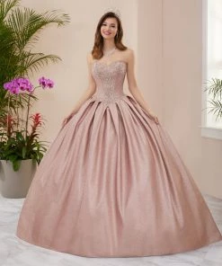 House Of Wu Fiesta Gowns Metallic Glitter Strapless Quinceanera Dress By Fiesta Gowns 56404 Quinceañera
