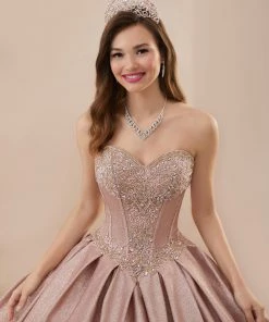 House Of Wu Fiesta Gowns Metallic Glitter Strapless Quinceanera Dress By Fiesta Gowns 56404 Quinceañera