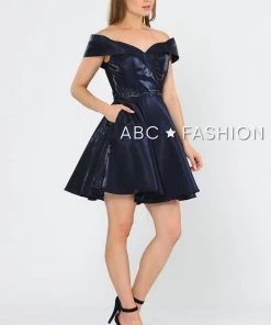 Metallic Short Off The Shoulder Dress By Poly USA 8238