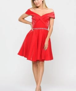 Metallic Short Off The Shoulder Dress By Poly USA 8238