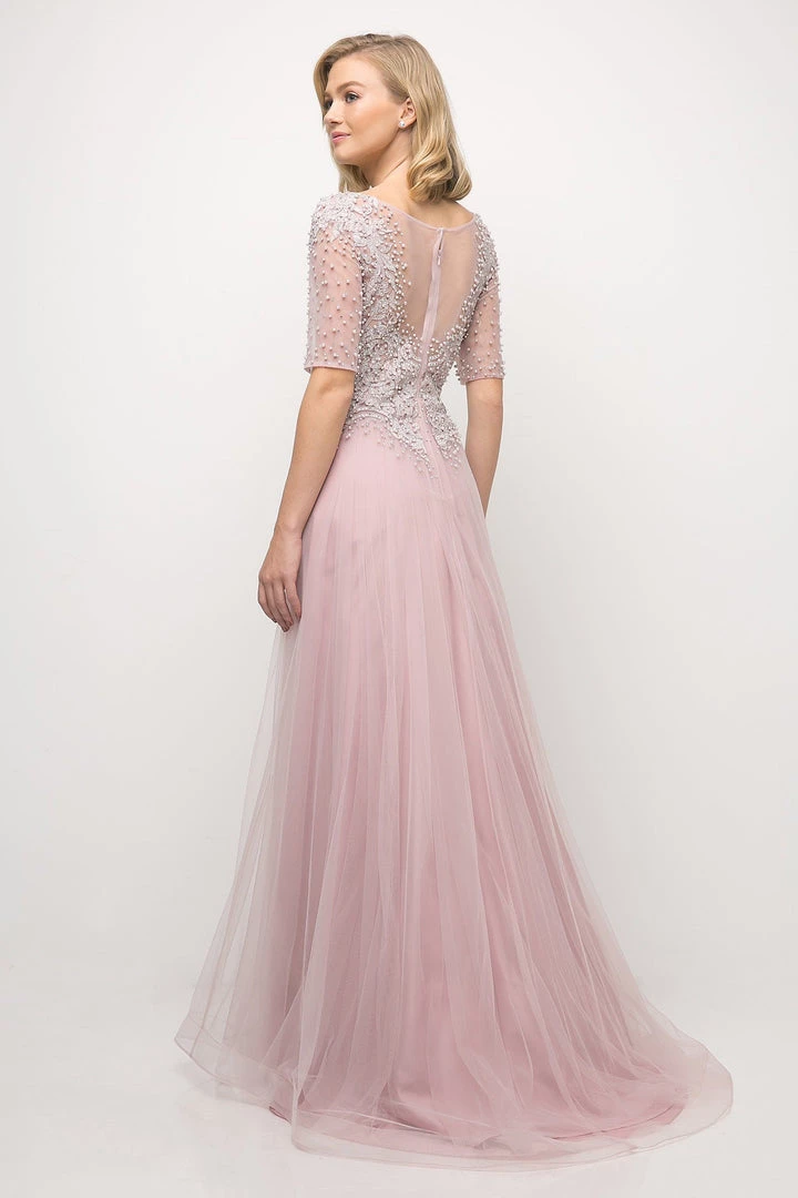 Lace Bodice Mid-Sleeve Gown By Cinderella Divine U101 4 Lace Bodice Mid-Sleeve Gown By Cinderella Divine U101