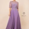 Mid-Sleeve Gown With Embellished Bodice By Nox Anabel Y538