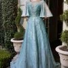 Prom Mid-Sleeve Tulle Gown By Cinderella Divine B719