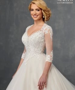 Mary's Bridal Couture Damour Collection Mid-Sleeve Wedding Dress By Mary's Bridal MB4098 Wedding Dresses