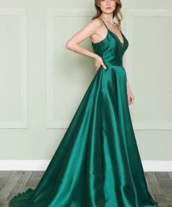 Mikado A-line Gown With Lace Back By Poly USA 8762 Prom