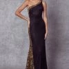 Mirror Beaded Fitted One Shoulder Gown By Juliet 253