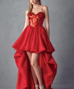 Mirror Beaded High Low Corset Dress By Juliet 252