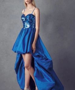 Mirror Beaded High Low Corset Dress By Juliet 252