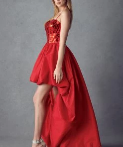 Mirror Beaded High Low Corset Dress By Juliet 252