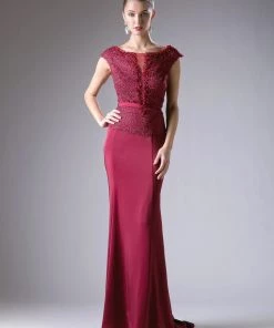 Cap Sleeve Mermaid Gown By Cinderella Divine DS2226