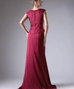 Cap Sleeve Mermaid Gown By Cinderella Divine DS2226