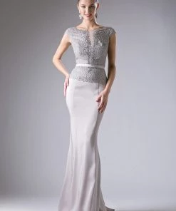 Cap Sleeve Mermaid Gown By Cinderella Divine DS2226