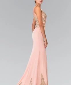 Prom Mock Two-Piece Embroidered Illusion Dress By Elizabeth K GL2248 8 Prom Mock Two-Piece Embroidered Illusion Dress By Elizabeth K GL2248