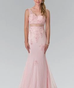Mock Two-Piece Embroidered Lace Dress By Elizabeth K GL2240 Prom
