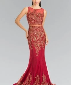 Mock Two-Piece Embroidered Mermaid Dress By Elizabeth K GL2338 Prom