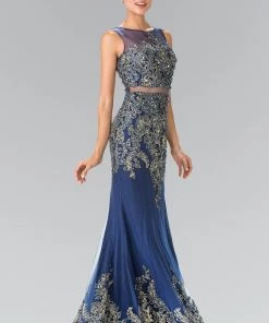 Mock Two-Piece Embroidered Mermaid Dress By Elizabeth K GL2338 Prom