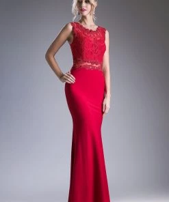 Lace Bodice Mock Two-Piece Gown By Cinderella Divine CF115