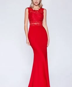 Lace Bodice Mock Two-Piece Gown By Cinderella Divine CF115