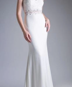 Lace Bodice Mock Two-Piece Gown By Cinderella Divine CF115