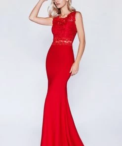 Lace Bodice Mock Two-Piece Gown By Cinderella Divine CF115