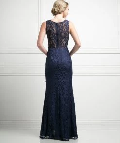 Prom Long Mock Two Piece Lace Dress By Cinderella Divine CF067L