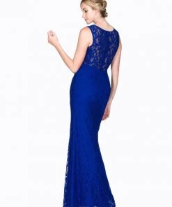 Prom Long Mock Two Piece Lace Dress By Cinderella Divine CF067L