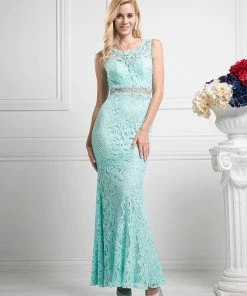 Prom Long Mock Two Piece Lace Dress By Cinderella Divine CF067L