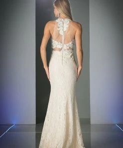 Long Mock Two Piece Lace Dress By Cinderella Divine 1586