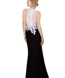 Long Mock Two Piece Lace Dress By Cinderella Divine 1586