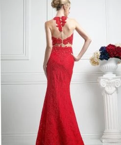 Long Mock Two Piece Lace Dress By Cinderella Divine 1586