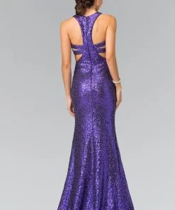 Prom Mock Two-Piece Sequined Dress With Side Cutouts By Elizabeth K GL2333